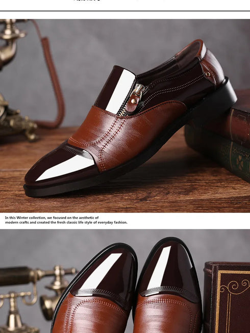 Elegant Breathable Leather Oxfords for Men - Stylish Formal Dress Shoes Perfect for Office, Parties, and Weddings with Comfortable Rubber Outsole and Lace-up Closure